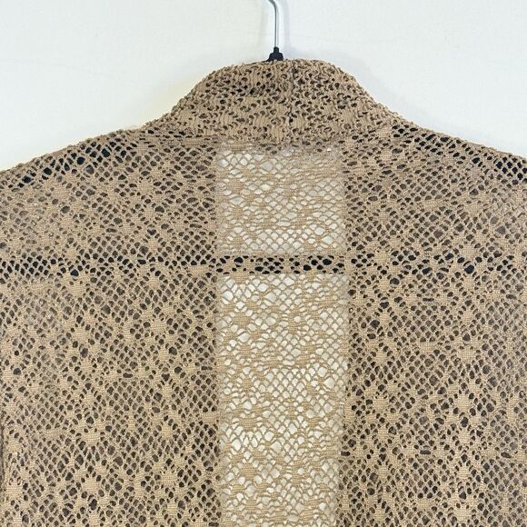 Alberto Makali Womens Medium Brown‎ Asymmetrical Hem Open Knit Cardigan Sweater - Picture 6 of 6